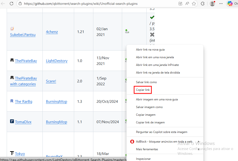 qbittorrent copiar link