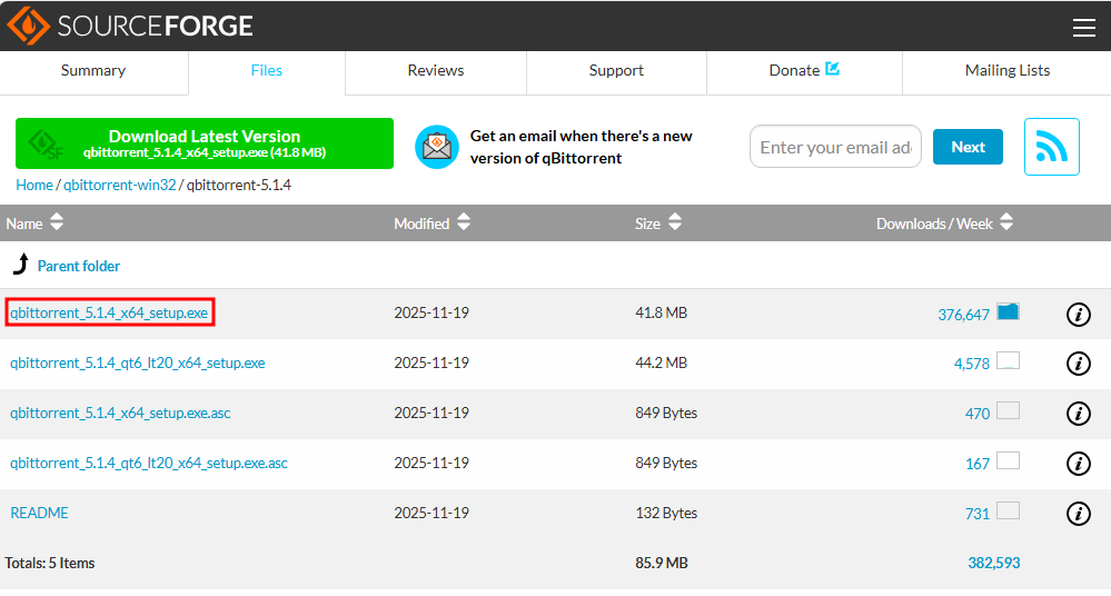 sourceforge .exe qbittorrent